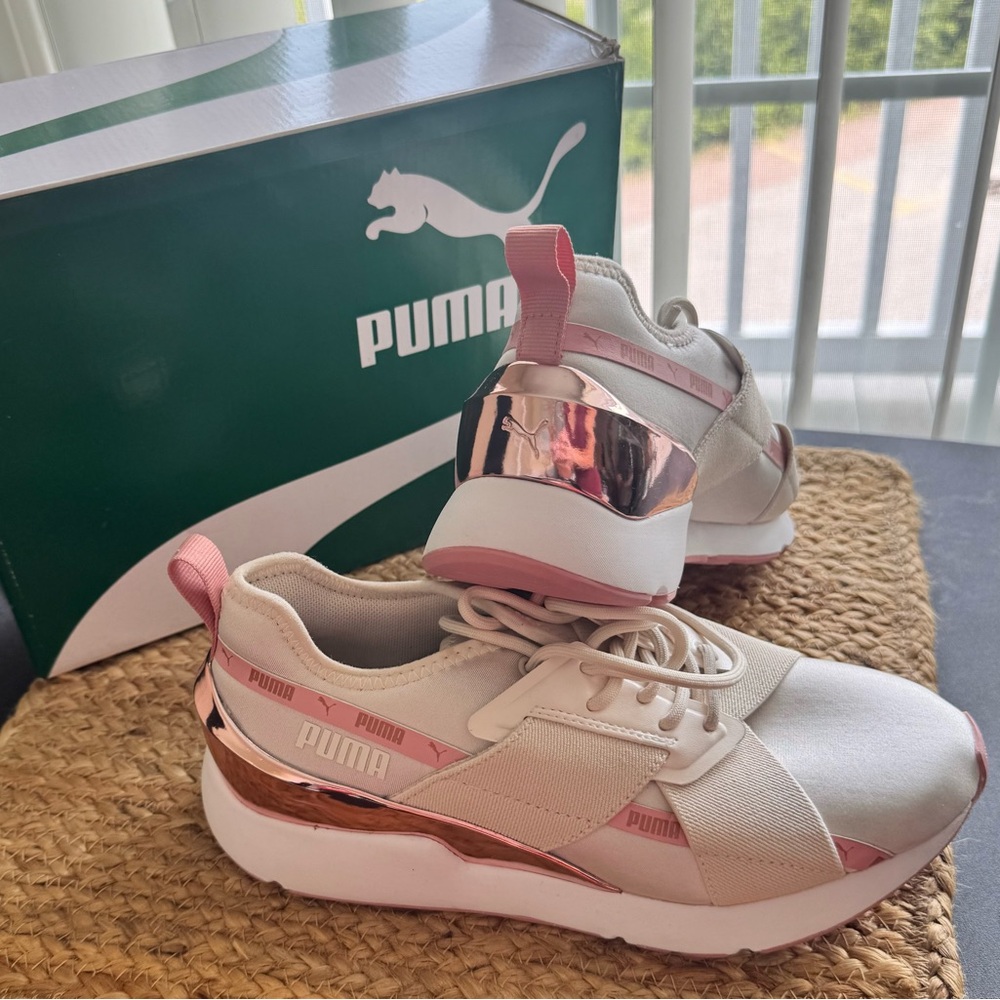 Puma Cream and Rose Gold Sneakers